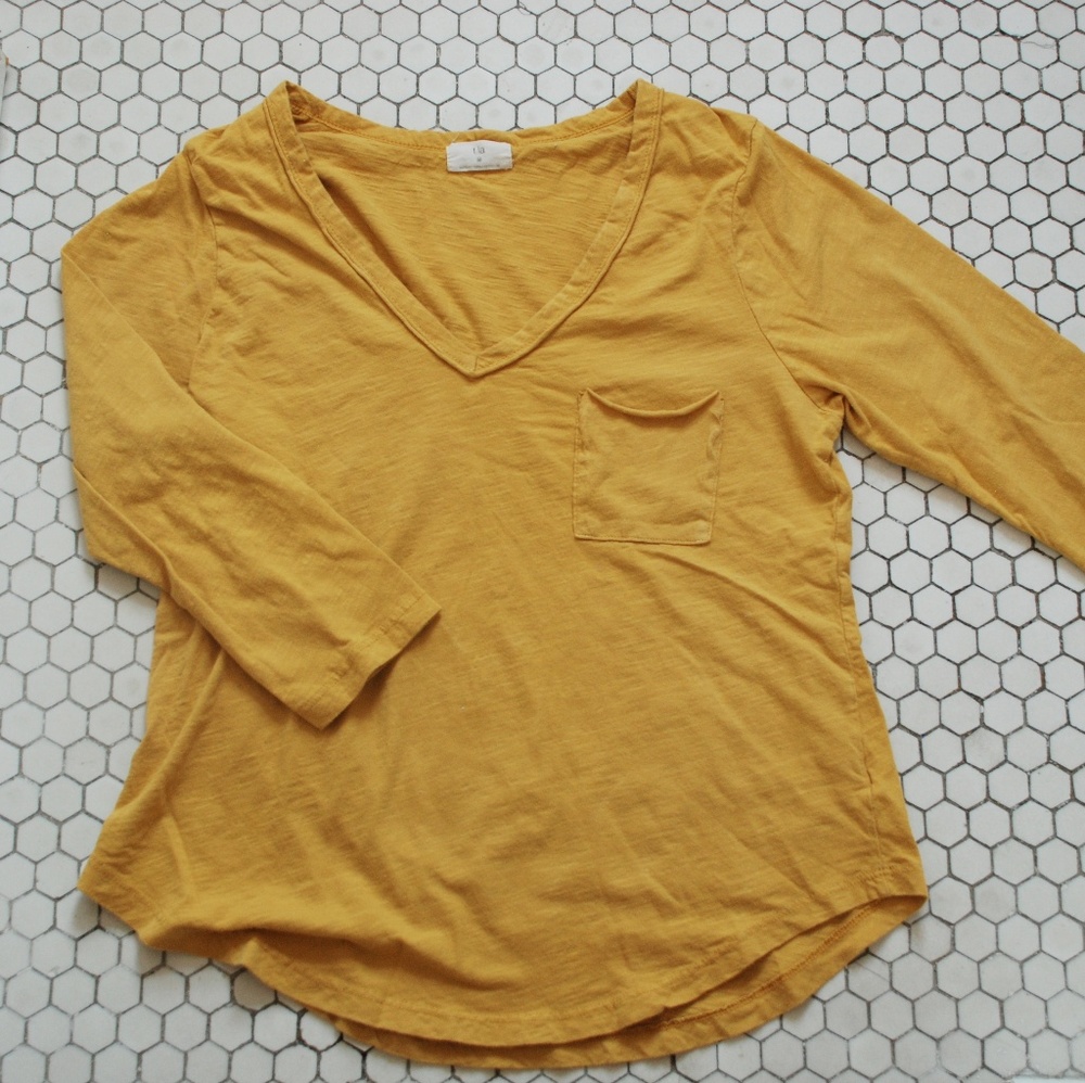 Anthropologie t.la Yellow 3/4 length Tee